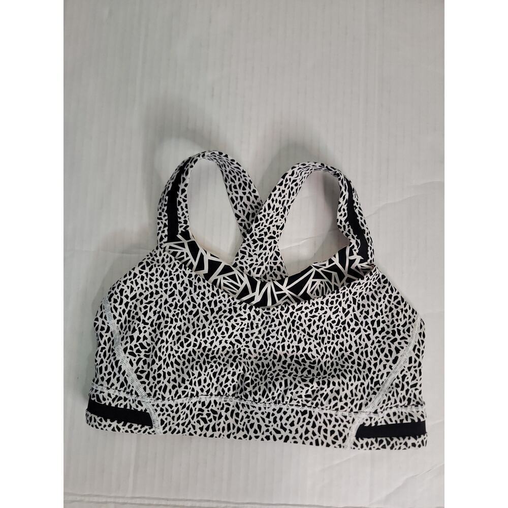 Lululemon Rack Pack Sport Bra Sz 6 Miss Mosaic Posey Black White - Picture 2 of 7